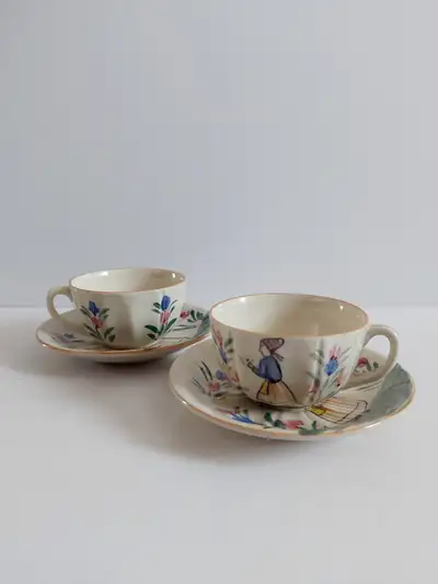 A set of 2 vintage teacups and saucers, made in Japan, View more