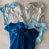Lot of 7 onesies for baby boy. 0M to 3M