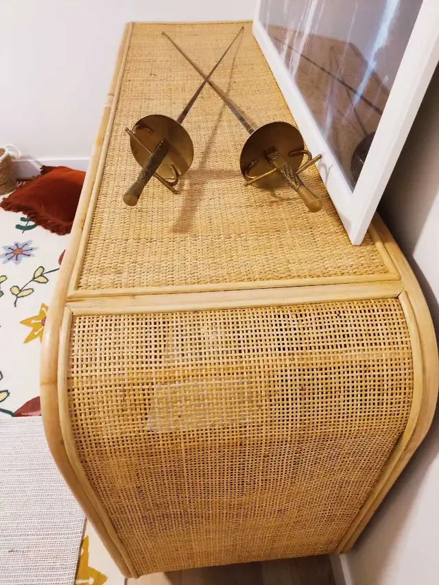 Rattan Wooden Sidboard Buffet Cabinet in Hutches & Display Cabinets in Edmonton - Image 5