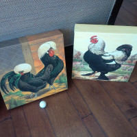Large Sized Hens and Roosters Wall Art - 4 Pieces