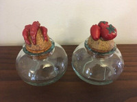 Classic Italian Made Storage JARS CORK STOPPERS detailed lids!