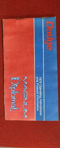 1979 Dodge Magnum/Diplomat owners manual.