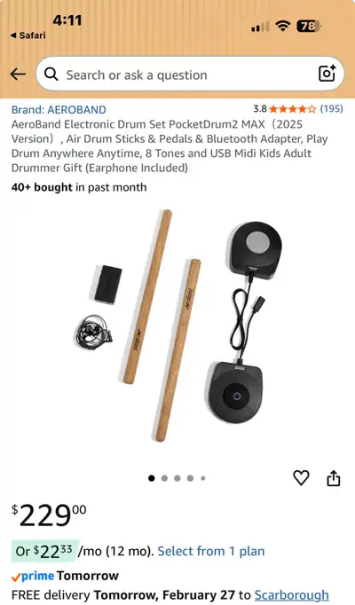 New Open Box Aeroband PocketDrum 2 Max, View more