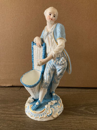Antique German KPM Hand Painted & Gilt Porcelain Figure / Vase