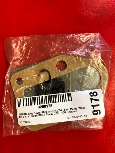 I am selling a brand new fuel pump block off plate. Fits sbc 283-400.
