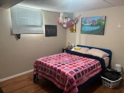 One bedroom in a two bedroom basement suite for rent. Shared with another tennant. Close to uofc, sa...