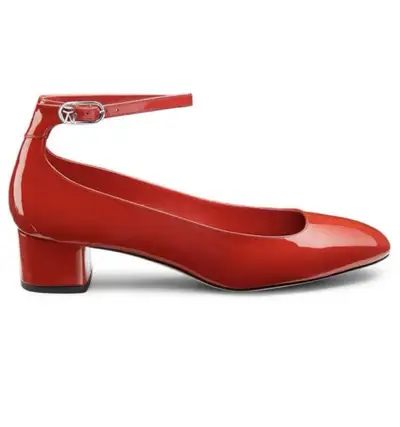 Stuart Weitzman JANE Cherry Red Patent Leather HaloStrap Pump 8, View more
