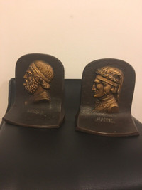 Antique cast iron bust B&H Homer&Dante bookends.