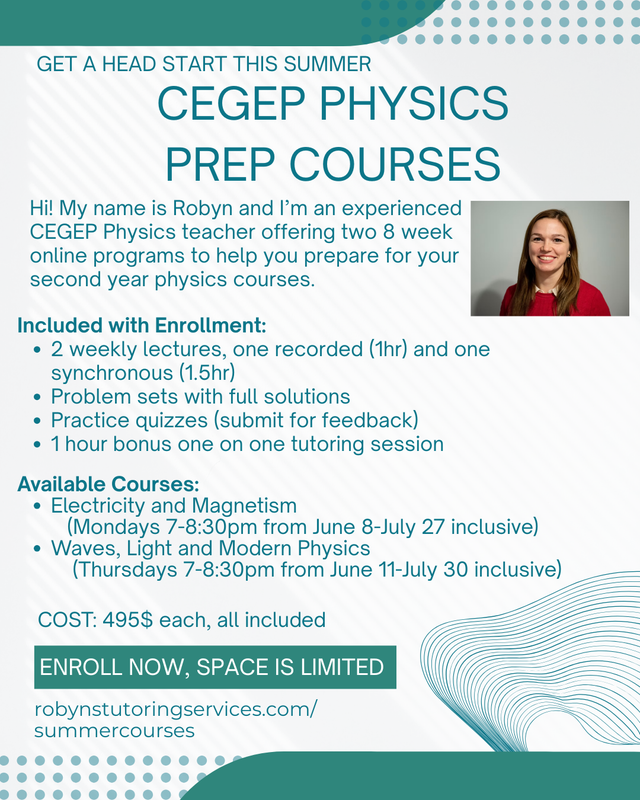 CEGEP Summer Physics Prep Courses435641629520711680