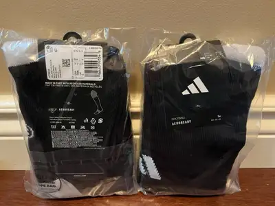 BRAND NEW (2 Sizes) - Adidas Black Soccer Socks (in package), View more