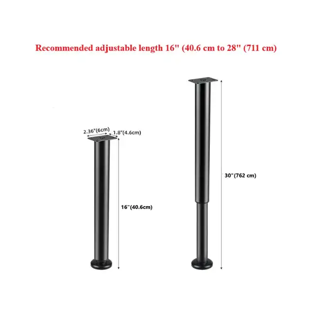 NEW - 4 Adjustable 16"-30 " metal pipe furniture legs.(Open box) in Multi-item in Mississauga / Peel Region - Image 7
