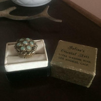 SILVER FILIGREE RING WITH BOX VINTAGE