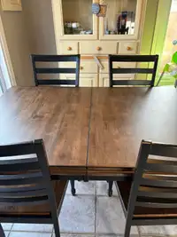 Dining Table with Four Ladderback Chairs