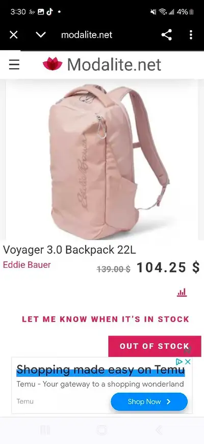 Selling My super Cute pastal pink Eddie Bower backpack. Smoke / pet free. Pickup oshawa. Asking $80
