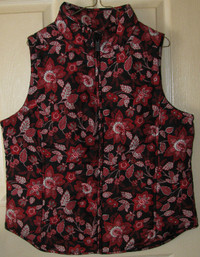 Ladies Red & Black Floral Print Vest Large (12-14) Brand New