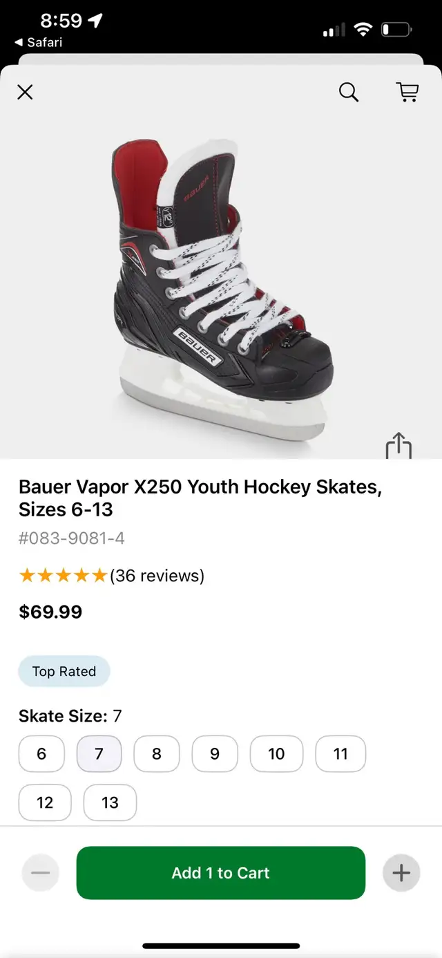 Bauer hockey skates - Y7 in Skates & Blades in City of Toronto - Image 2