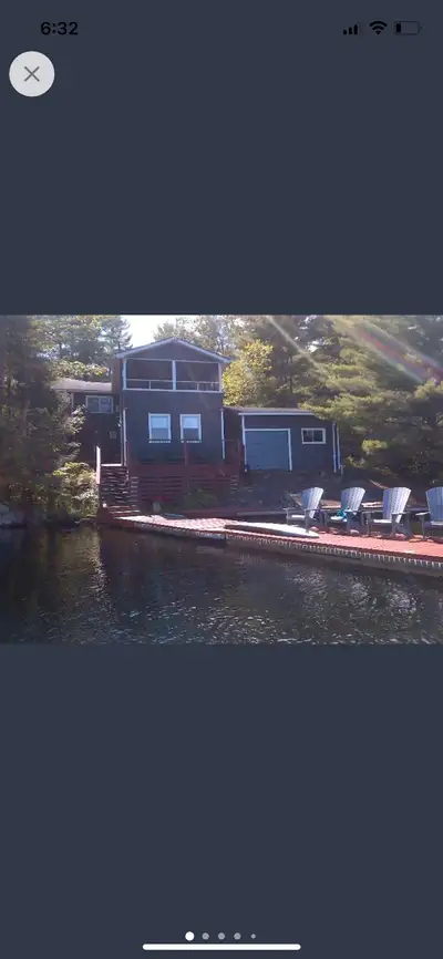 Rent our beautiful Muskoka cottage on a lake front. 5 bedrooms and a bunkie. Sleeps 17 so perfect fo...