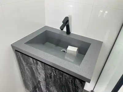 Bring elegance to your bathroom with our luxury integrated sink vanity tops. Crafted with high-quali...