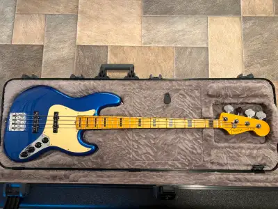 2023 American Ultra Jazz Bass, Cobra Blue with Hard Case, View more