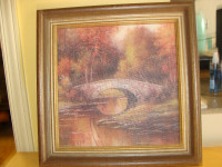 Tableau (peinture) en acrylique, , magnifique pont en automne