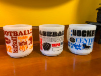 Vintage Milk Glass Glasbake 1970s Sports Glass Mugs