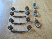 4 Brass handles and 3 ring pulls