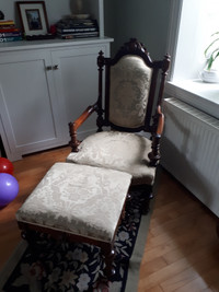 Antique chair and ottoman 