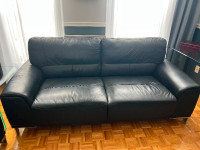 Leather couch, love seat, arm chair and ottoman.