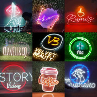 Custom circle logo signs 3d neon acrylic square business events 