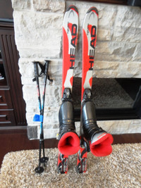 Kids 120cm Head Downhill Carving Ski Package Binding,Boots, Pole