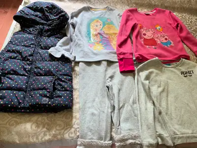 Girls winter clothes lot, from like new to good conditions, including Disney Rapunzel Sequin Sweatsh...