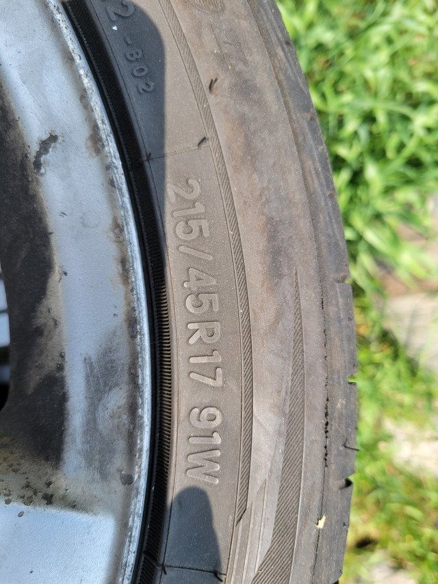 3 - 215/45 R17 91W Summer Tires + 4 - 5X100 Rims in Tires & Rims in Sudbury - Image 3