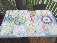 Vintage 39 pc Hand Crafted Crochet Doilies Runners Tablecloth