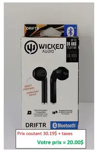 Wicked Audio - Driftr écouteurs sans fil - Noir ou Blanc, choix