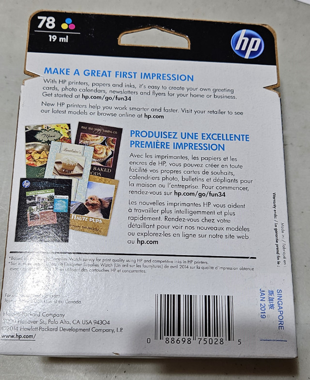 HP 78 - COLOR INK CARTRIDGE - NEW UNOPENED BOX in Printers, Scanners & Fax in Oshawa / Durham Region - Image 2