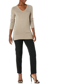 Lark & Ro Womens Long Sleeve Tunic V-Neck Sweater
