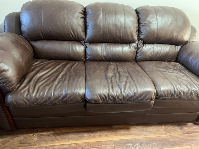 6 seater 3 piece pure leather sofa for sale  in Couches & Futons in Oshawa / Durham Region - Image 4