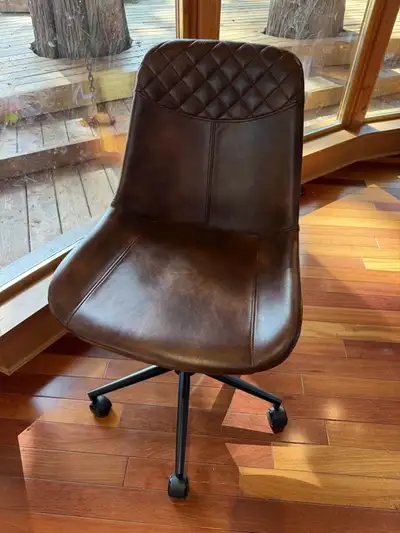 Selling a Keavey 23" wide Leather Mid Back Armless Swivel Office Chair by 17 Stories in dark brown w...