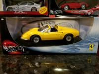 1:18 Diecast Hot Wheels Ferrari Dino 246 GTS Yellow
