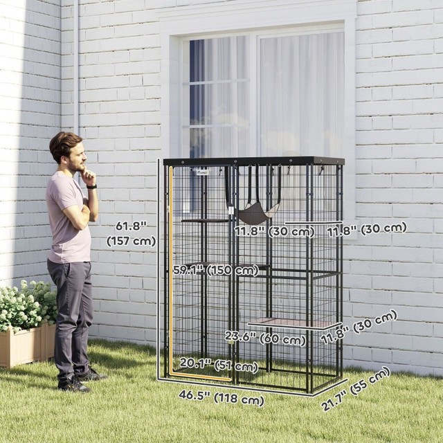 Metal Cat Cage with Waterproof Cover, 4 Platforms, Hammock in Accessories in Markham / York Region - Image 3