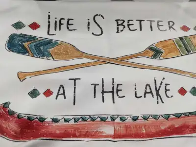 Brand New, Pillow Case Covers. FEATURING.: 1. Life is better at the Lake. 2. Beaufiful Red Orange Fl...