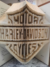 Harley Davidson Logo Hand Cut and Folded Inside a Hardcover Book