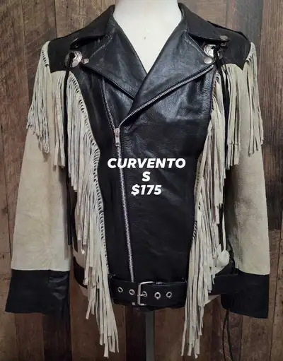 Fringed leather/suede jacket men's size small , View more