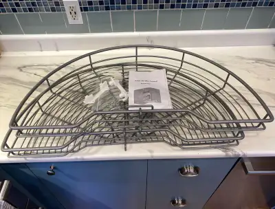 Half-moon wire shelves for corner cabinet, View more