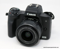 CANON CAMERA, 15-45MM LENS, 2-BATTERIES & UNIV. CHARGEREOS M50