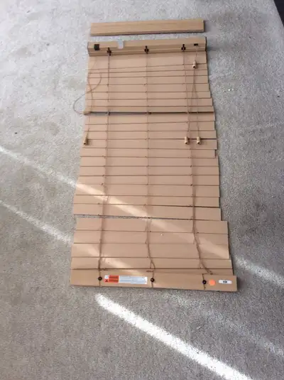 Excellent condition 2" faux wood blinds by Hunter Douglas, pretty pale brown neutral colour, both bl...