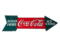 Vintage 1990 Coca-Cola Sold Here Ice Cold Tin Pop Sign Ex