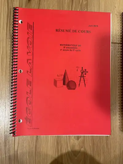 mathématique SN 5e secondaire Résumé du cours + doc de révision , View more