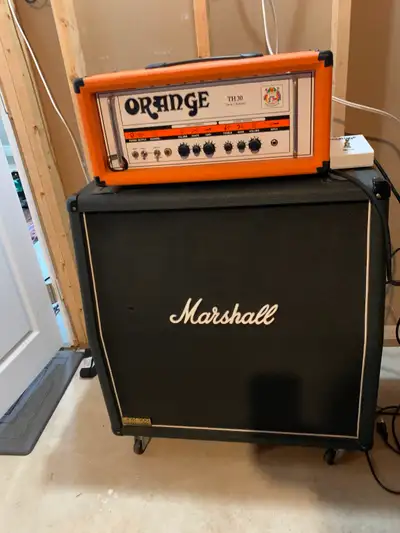 Orange Thunder Head 30 and Vintage Marshall 1960A Slant Cabinet, View more