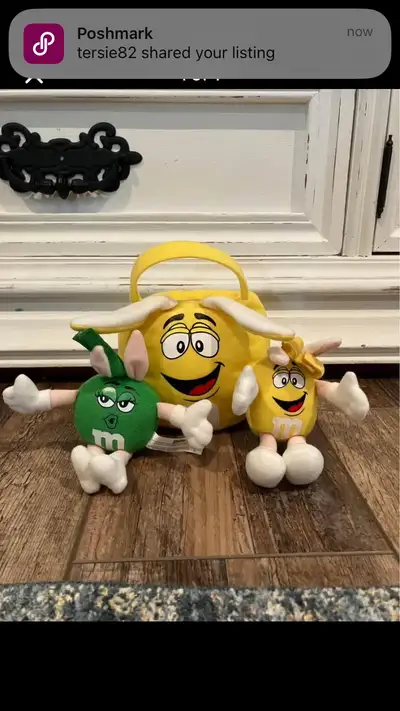 Yellow M&M Easter Basket and Plushes - 6" and 3", View more